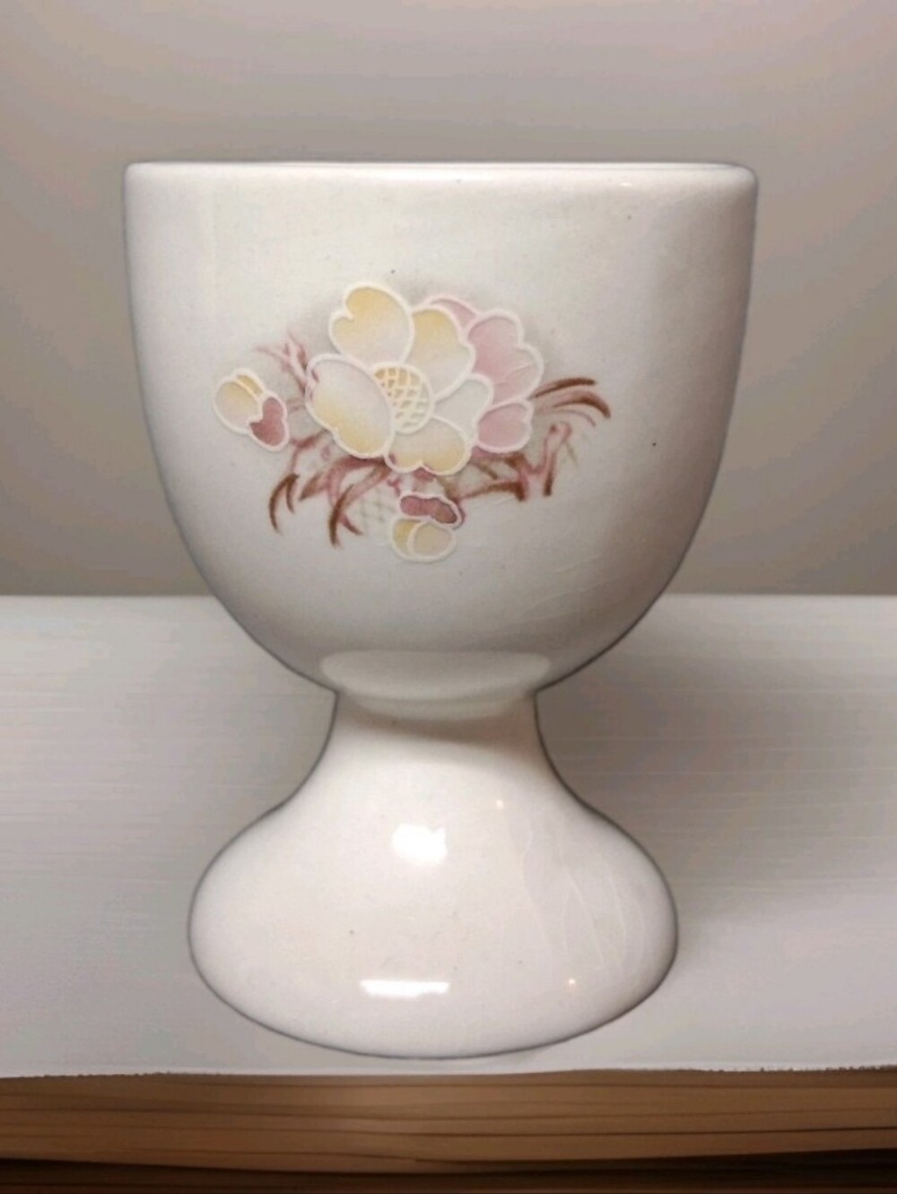 Vintage Made in England Pottery Egg Cup with Pastel FLoral Design